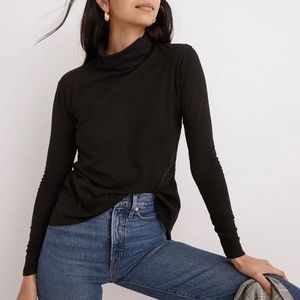 Madewell Whisper Cotton Turtleneck Tee True Black 